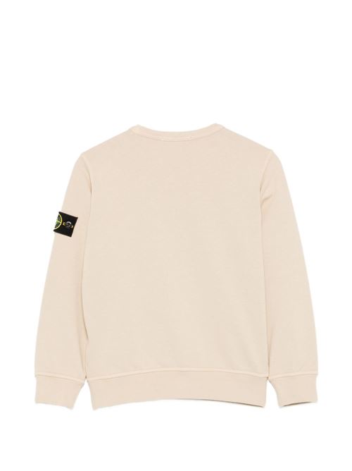 Felpa bambino Stone Island ecru con logo badge STONE ISLAND KIDS | 6100017S0040V0090